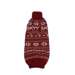 SKYY Infusions Vodka Red White Knit Bottle Sleeve Sweater Holiday Snow Flakes